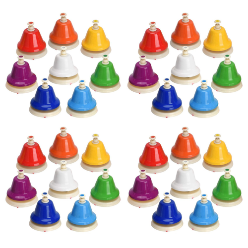 Desk Bells, 8 Notes Diatonic Metal Hand Bells, Rainbow Music Bells