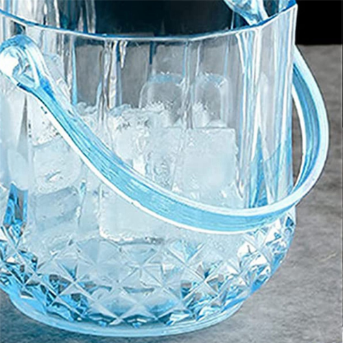 Ice Bucket Plastic Ice Bucket with Handle Acrylic Transparent-Blue 2