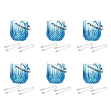Ice Bucket Plastic Ice Bucket with Handle Acrylic Transparent-Blue