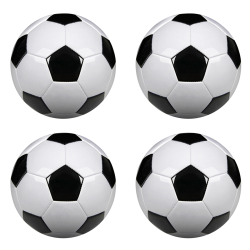 Size 5 Professional Training Soccer Balls PU Leather Black White