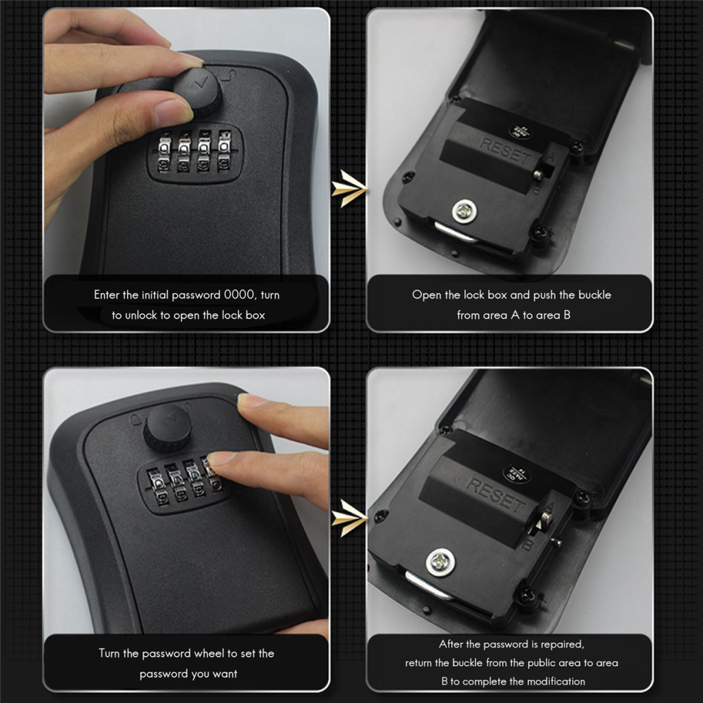 Key Lock Box, Wall-Mounted Zinc Alloy Key Box Weatherproof 4-Digit 4852852674894