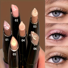 (6-Pack Eyeshadow Sticks) 6-Pack Long-Lasting Shimmering Eyeshadow Stick Set, Golden & Mixed Colors, Plant-Based Squalane, Easy Apply, High Shine, Radiant Eye Makeup