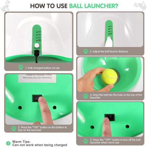 Automatic Dog Ball Launcher, Dog Ball Thrower Machine with 10  30Ft 3 Launching Distance 2