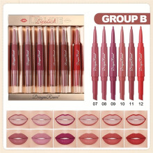 (B#) 6pcs/SET Matte Lip Liner Case | Double Head, Matte Lipstick Pen, Easy Coloring, Non-Stick Cup, Moisturizing, No Color Loss