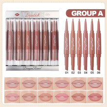 (A#) 6pcs/SET Matte Lip Liner Case | Double Head, Matte Lipstick Pen, Easy Coloring, Non-Stick Cup, Moisturizing, No Color Loss