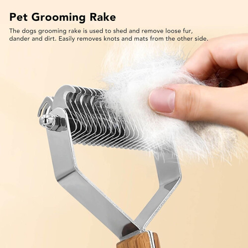 Deshedding Dog Brush, Cat Matted Fur Remover Double Sided Undercoat Rake 2