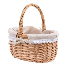 Wicker Picnic Basket with Removable Liner, 10 x 11in Empty Picnic Basket with Handle