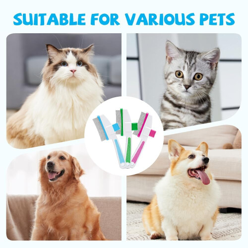 SelfCleaning Pet Hair Removal Comb  OneTouch Release Button Flea Comb  Cat  Dog Brush 2