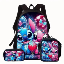 Stitch and Angel 3-pack rugzakset Trendy bedrukte 3-pack rugzakset
