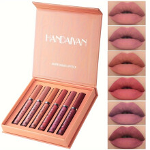(B) 6 Pcs Matte Long-Lasting Wear Liquid Lipstick Makeup Set, Non-Stick Cup Waterproof Not Fade Lip Gloss