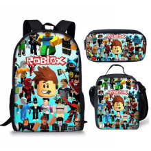 Zaini ROBLOX per ragazzi, confezione da 3, con borsa per il pranzo, astuccio e borsa per la scuola per