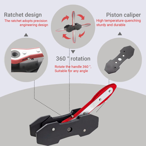 Brake Caliper Compression Tool, Caliper Piston Compressor Tool with 2 PCS Steel Plates 2