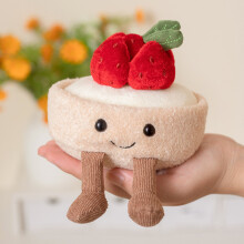 (Strawberry ) Lemon Egg Cute Tarts And Strawberry Mousse Dessert Plush Toys Gift For Kids