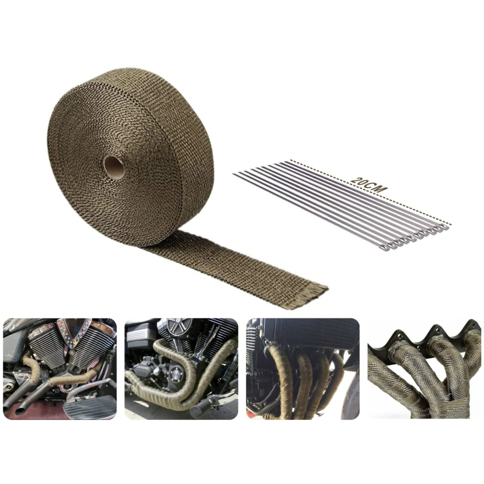 Titanium 2' X 50' Exhaust Heat Wrap Roll Heat Shield For Auto Motorcycle Fiberglass 873594524081