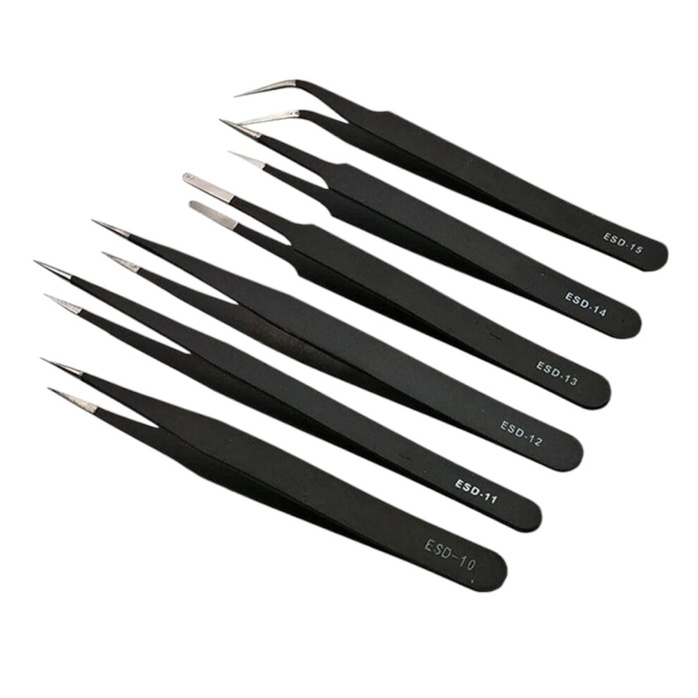 1Pcs Anti-static Esd Stainless Steel Tweezers Maintenance Tools Industrial Precision Curved Straight Repair