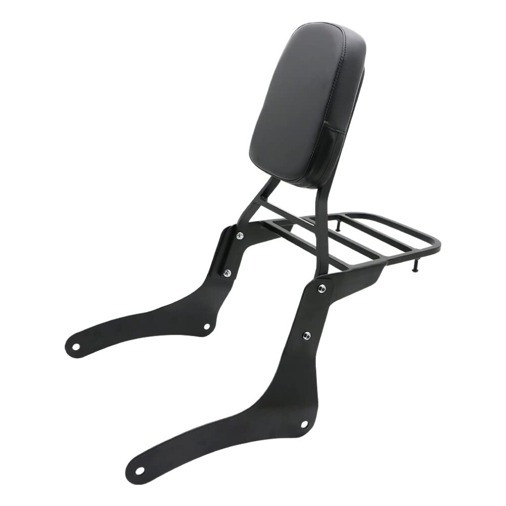 Motorcycle Accessories Sissy Bar Backrest With Luggage Rack Pad Compatible For Kawasaki Vulcan 900 Vn900 Custom Classic 1996 Black 354398679882
