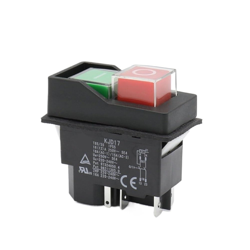 1Pcs 5Pin Ip55 220240V 16A Electromagnetic Push Button Safety Switch For Garden Machine Electronic Power Tool Equipment Kjd17 354398680017