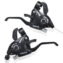 1 Pair 3x7 / 3x8 Speed Bike Brakes Levers Shifters with Gear Indicator and Brake Cables Compatible with Mountain Bike, Road Bike (3 x 7 Speed)