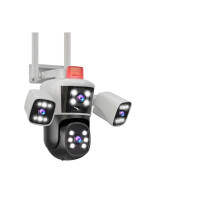 12MP,6K,4 Lenses,WiFi Surveillance Camera,10x Zoom,PTZ Security Protection,CCTV Outdoor WiFi Camera,IP Camera(E/U,WiFi Camera 64GB)