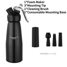 (Black) Whipped Professional Aluminum Cream Dispenser Cream Maker 500ml Kitchen Tools