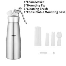 (Silver) Whipped Professional Aluminum Cream Dispenser Cream Maker 500ml Kitchen Tools
