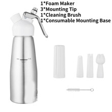 (Silver White) Whipped Professional Aluminum Cream Dispenser Cream Maker 500ml Kitchen Tools