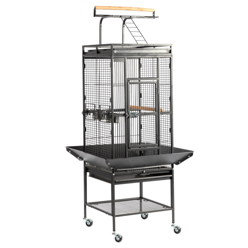 65Inch Wrought Iron Bird Cage with Playtop Large Flight Cage for Parrots, Cockatiels