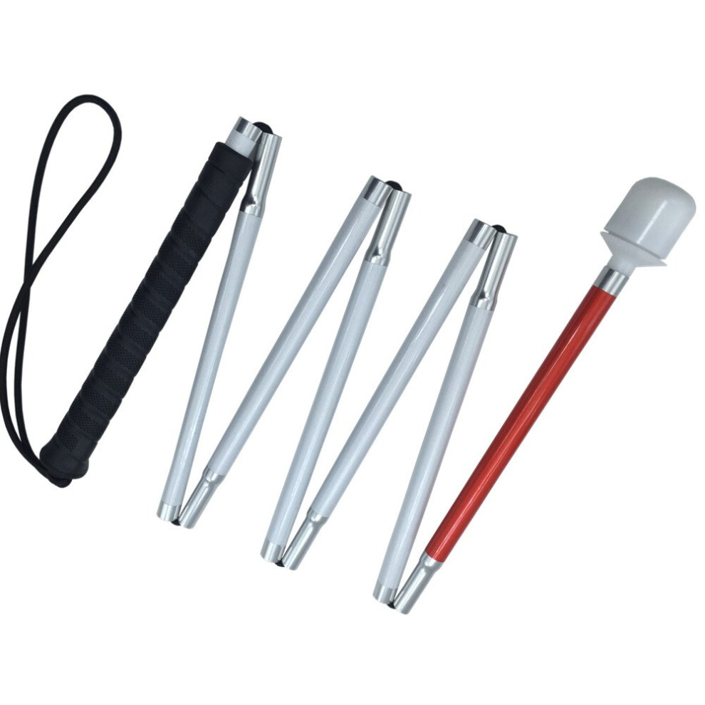 White/Black Aluminum Mobility Folding Cane For Vision Impaired And Blind People (Folds Down 7 Sections) ( Handle, 155Cm (61 Inch))