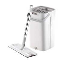Scratch Clean Flat mop with Double Bucket to Separate Dirty and Clean Water mop and Bucket for Household and Floor Cleaning, Light Gray