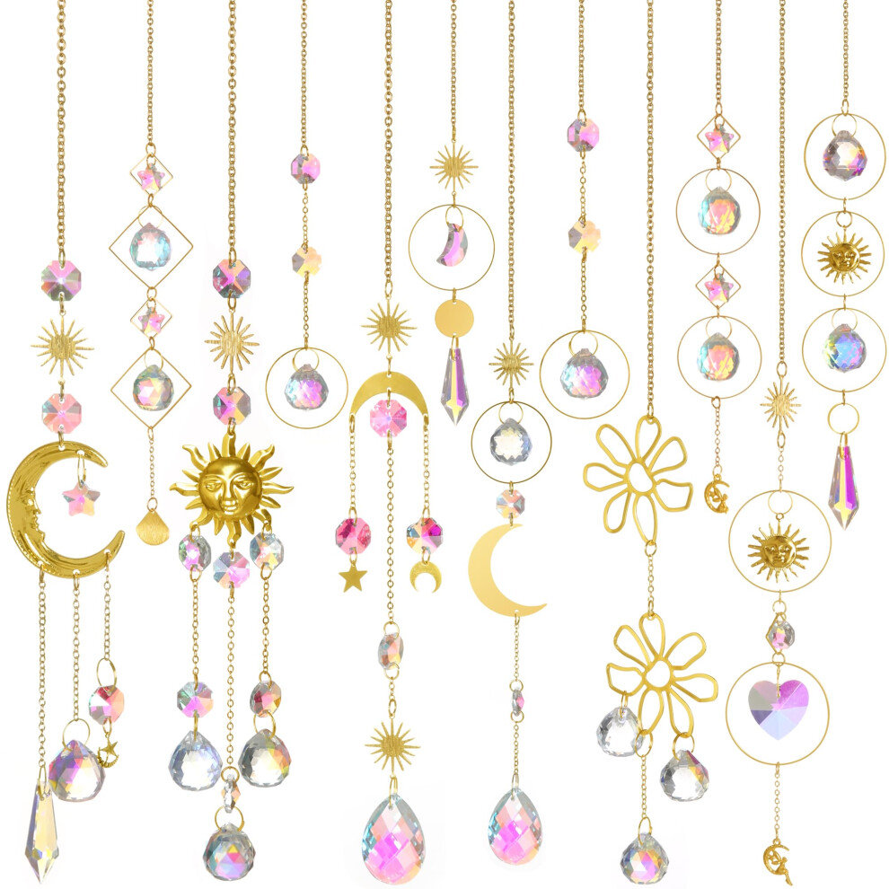 Colorful Crystal Suncatcher, 12Pcs Prism Sun Catcher with Chain and Hook for Windows Hanging Decor Rainbow Maker Pendant Ornament-image-OPC-PHYY8QH-NEW