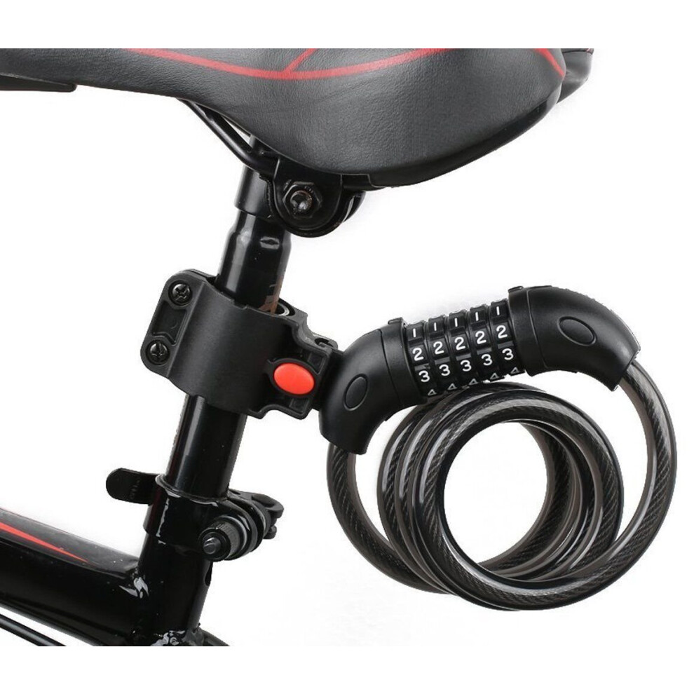 Bike Lock Cable,High Security 5 Digit Resettable Combination Self Coiling Cable Bicycle Lock 857546648704
