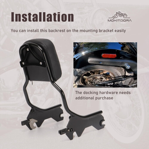 16' Detachable Backrest Holdfast Sissy Bar for 2018later Softail Models, Black 1