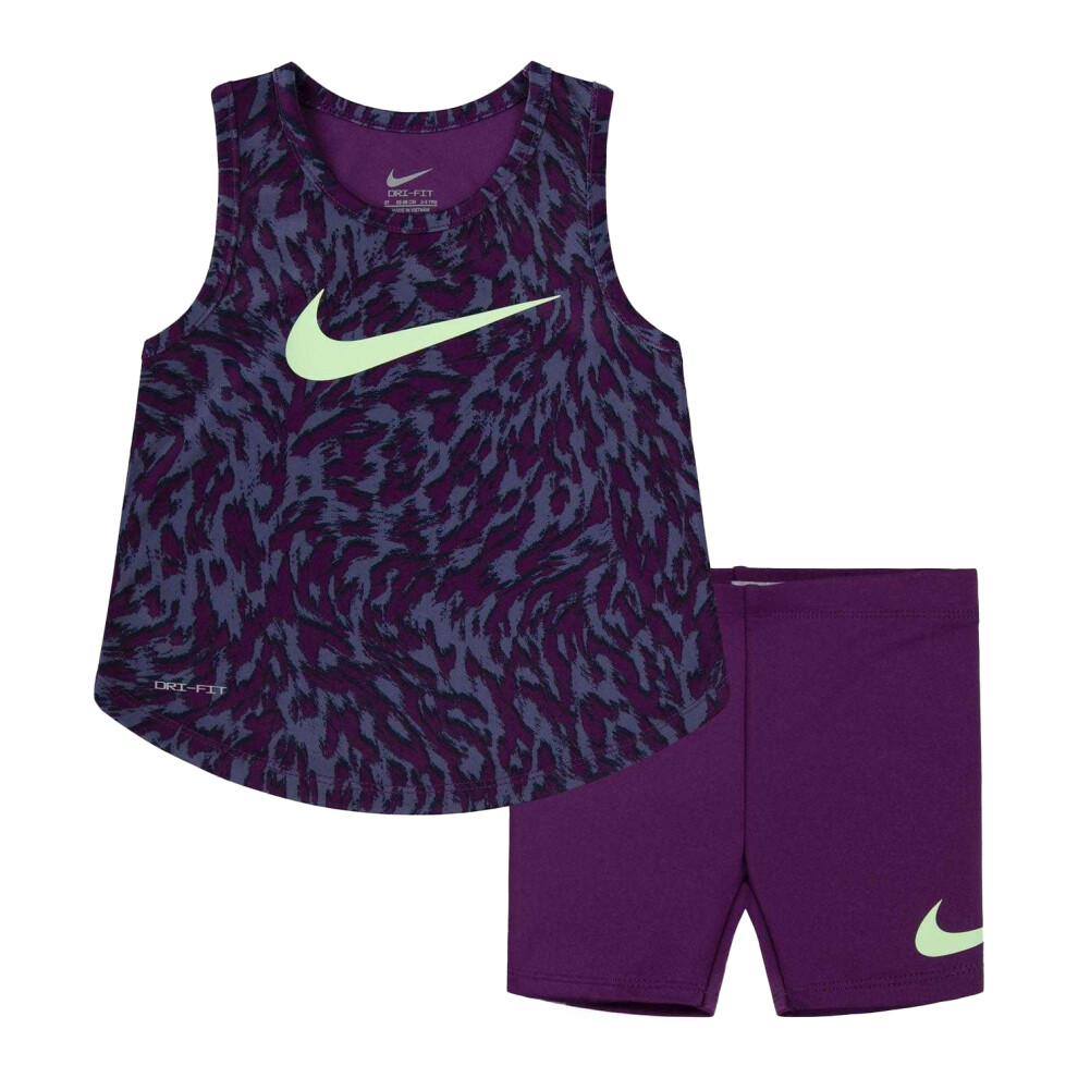 (3-4 Years, Purple) Nike Childrens/Kids Veener Animal Print Top & Shorts Set