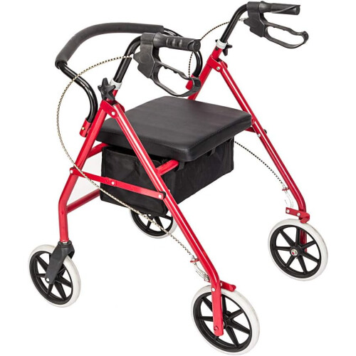 Iron Walker with Wheels, 4Wheels Rolling Walker, for Seniors  Adults (Black  Red) 1