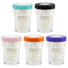 Contact Lens Cleaning Kit 5 Piece Rotating Manual Cleaner and Immersion Storage Container for Monthly Use at Home or Travel