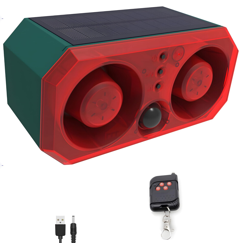 Solar Outdoor Motion Sensor Alarm - Barking Dog Sound With 2 130Db Noise Maker & 13Led Strobe Light, Support Recording, For Home Security (1 Pack) 920882497166