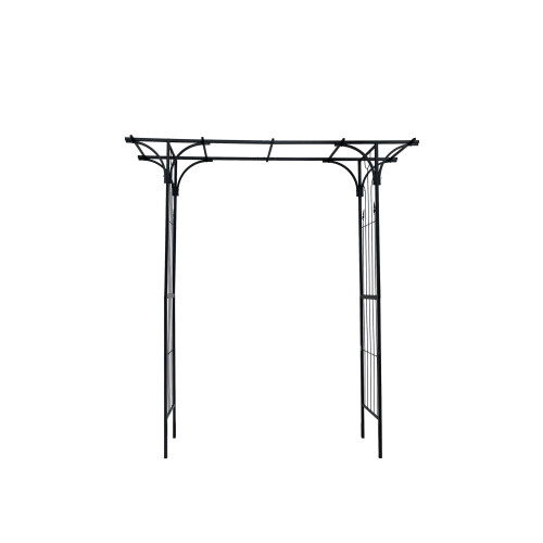 Metal Garden Arch Trellis with Double Doors, Sturdy Black Garden Arbor ...