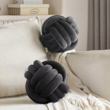 2 Pcs Black Plush Knot Pillows for Aesthetic Home Decorations 8.6 Inches Ref：JCt
