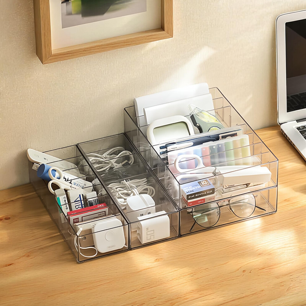 4 Pcs Cable Charger Organizer Box, Clear Cord Storage Stackable With 28 Cable Ties 472189225077