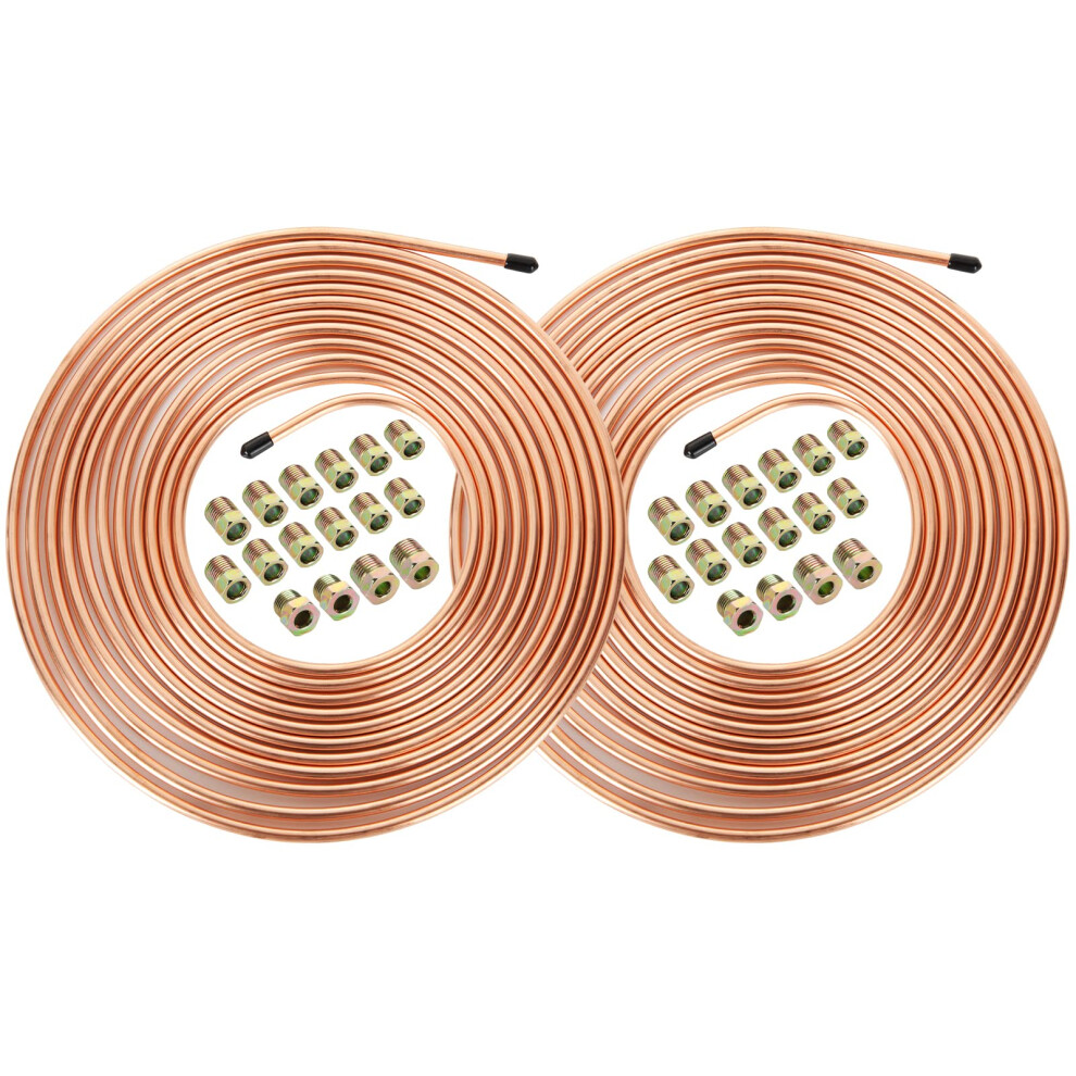 2 Pcs Brake Line 1/4 Inch 25 Ft. Brake Line Tubing Kit Copper Coated For Hydraulic Brakes 354398707820
