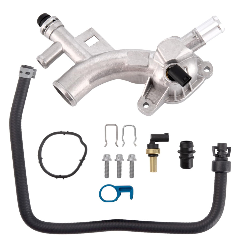 Engine Coolant Housing Water Outlet Aluminum With Hose Replacement For Chevy Cruze, Sonic, Trax Buick Encore 1.4L 354398712268
