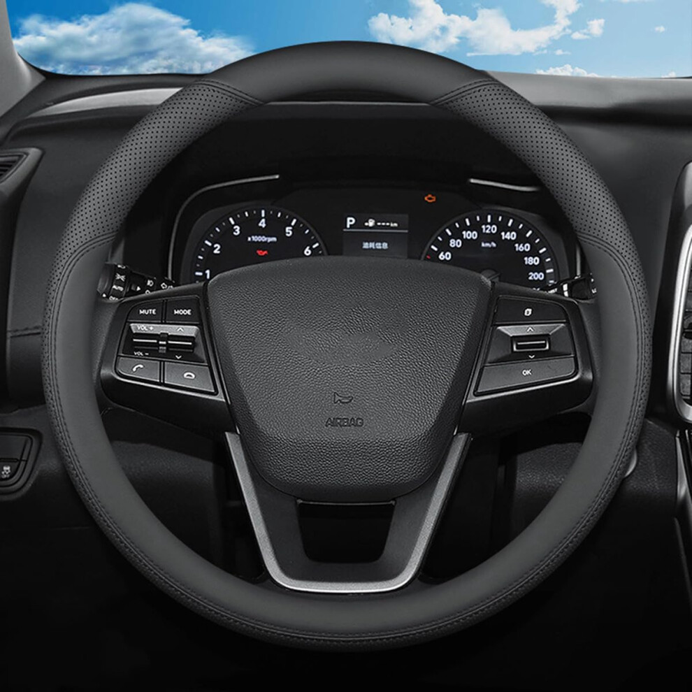 Steering Wheel Cover For Hyundai Palisade Elantra Sonata Tucson Santa Fe, Black 354398712886