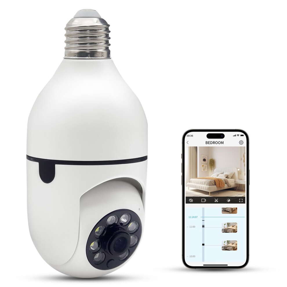 Light Bulb Camera 1080P Home Security Camera Wireless Wifi Indoor With E27 Adapter 146474296744