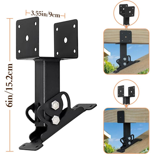 3 Pack Pergola Roof Riser Brackets Kit 90 Degree Adjustable Saddle Stainless Steel 1