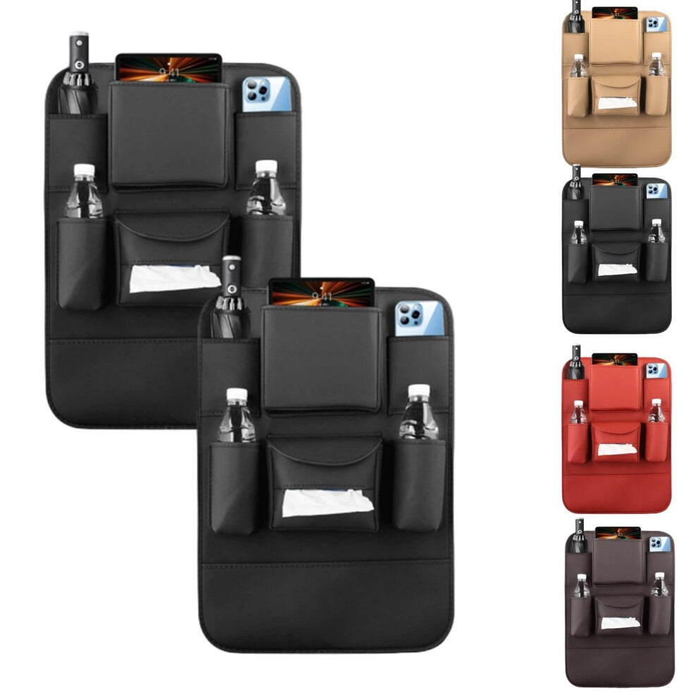 Obbarde Car Seat Back Organizer, Multifunctional Storage Bag, 2Pcs(Black) Black 354398716549