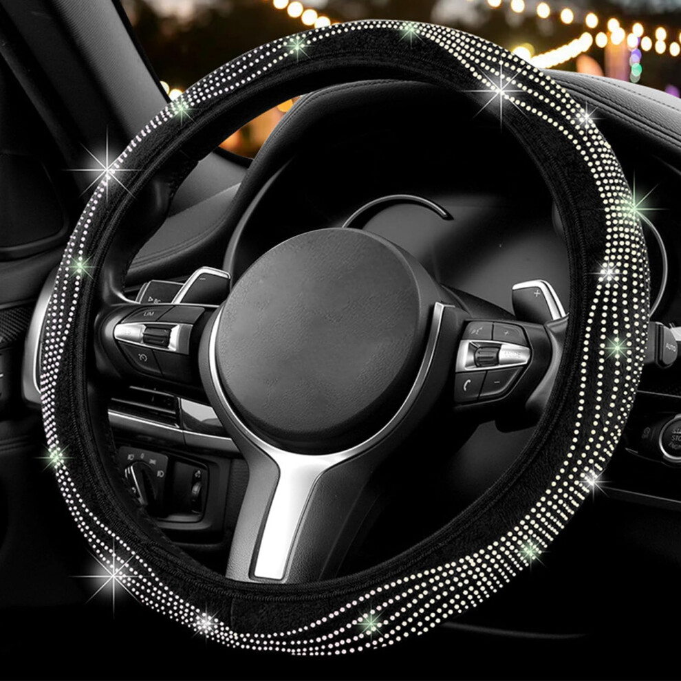 Bling Steering Wheel Cover With Diamond,Crystal Rhinestones Antislip Car Wheel Protector Universal Fit 15 Inch For Women (Colorful) 354398717164