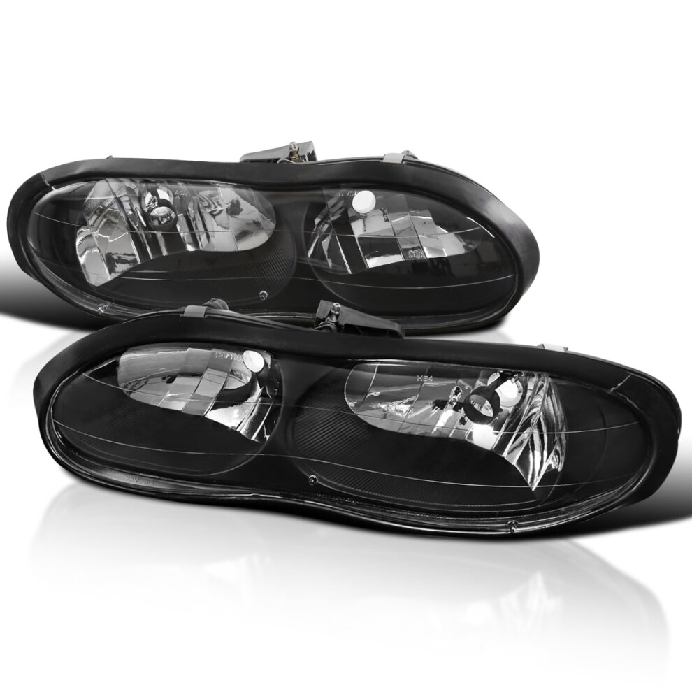Clear Headlights Compatible With 19982002 Chevy Camaro Z28 Lr Pair Head Lamp Assembly Black/Light 354398718116
