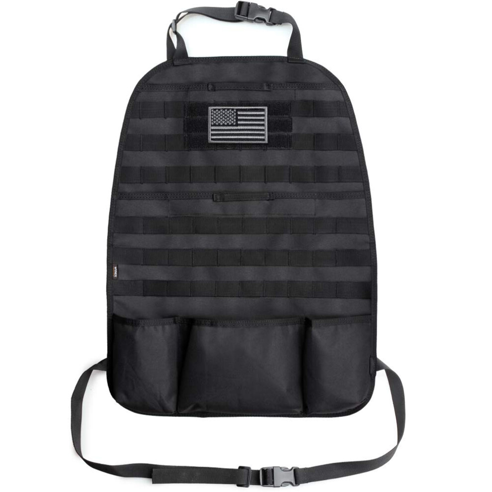 Car Seat Back Organizer, Tactical Molle Vehicle Panel Universal Fit Car Backseat Cover Protector With 3 Storage Pouch 354398720874