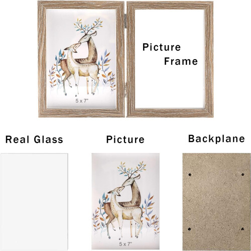 Double 5x7 Picture Frame Wood Grain Photo Frame Shadow Box Frame 1