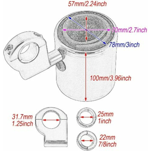 Motorcycle Cup Holder    Black Metal Color 2